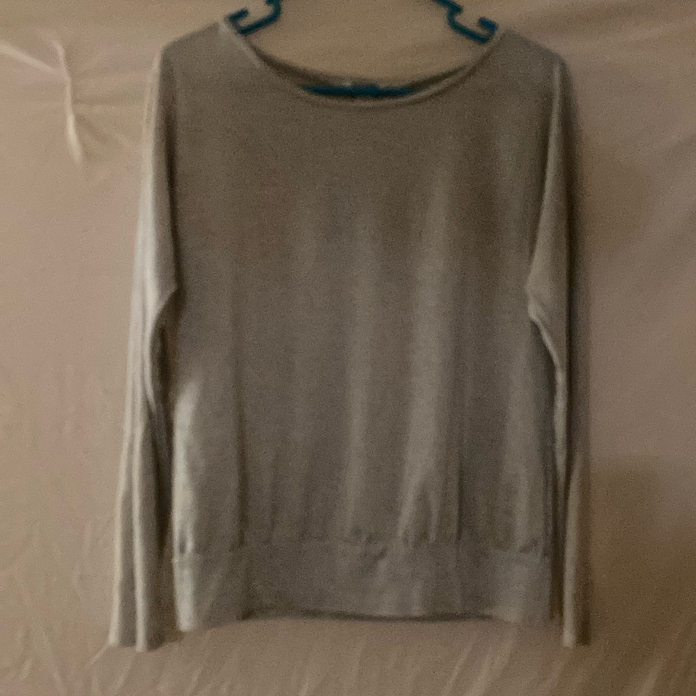 Old Navy Gray Blouse Relaxed Fit Lightweight Knit